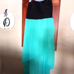 Black and Teal Strapless Dress XL